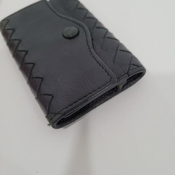 BOTTEGA VENETA Interatiato Woven Leather Key Holder Wallet Case 4 Rings Black - Picture 6 of 10